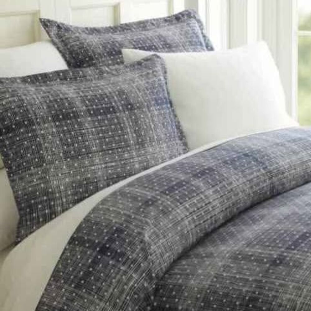 King Duvet Cover and 2 Shams - Navy Blue Microfiber- Bedding Set - Picture 2 of 7